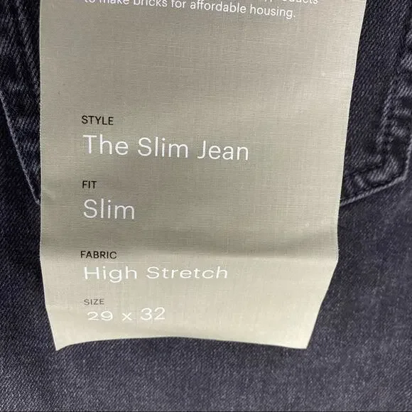 NWT EVERLANE The Slim Jean High Stretch 29x32 Black